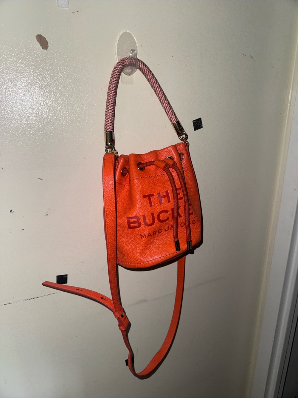Marc Jacobs Orange Leather Drawstring Bucket Crossbody